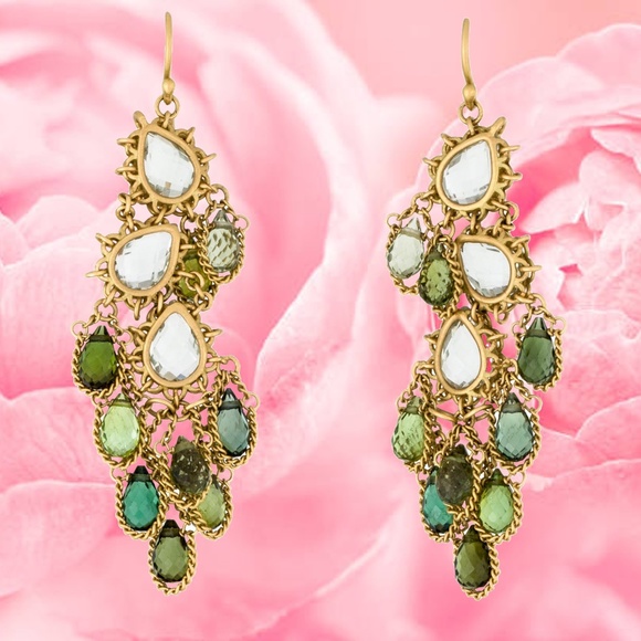 SOLD -Anthony Nak 18k Green Tourmaline Sapphire Earrings - Picture 4 of 5